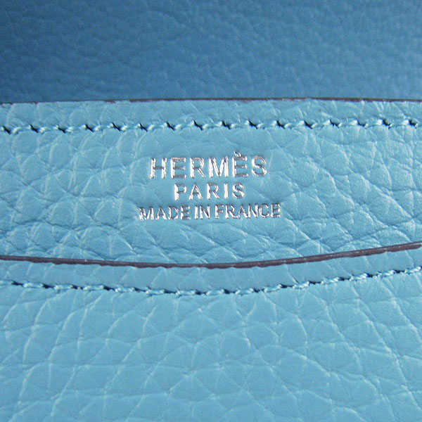 7A Hermes Togo Leather Messenger Bag Light Blue With Silver Hardware H021 Replica